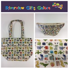 Large Tote Bag - Dinosaurs Cream